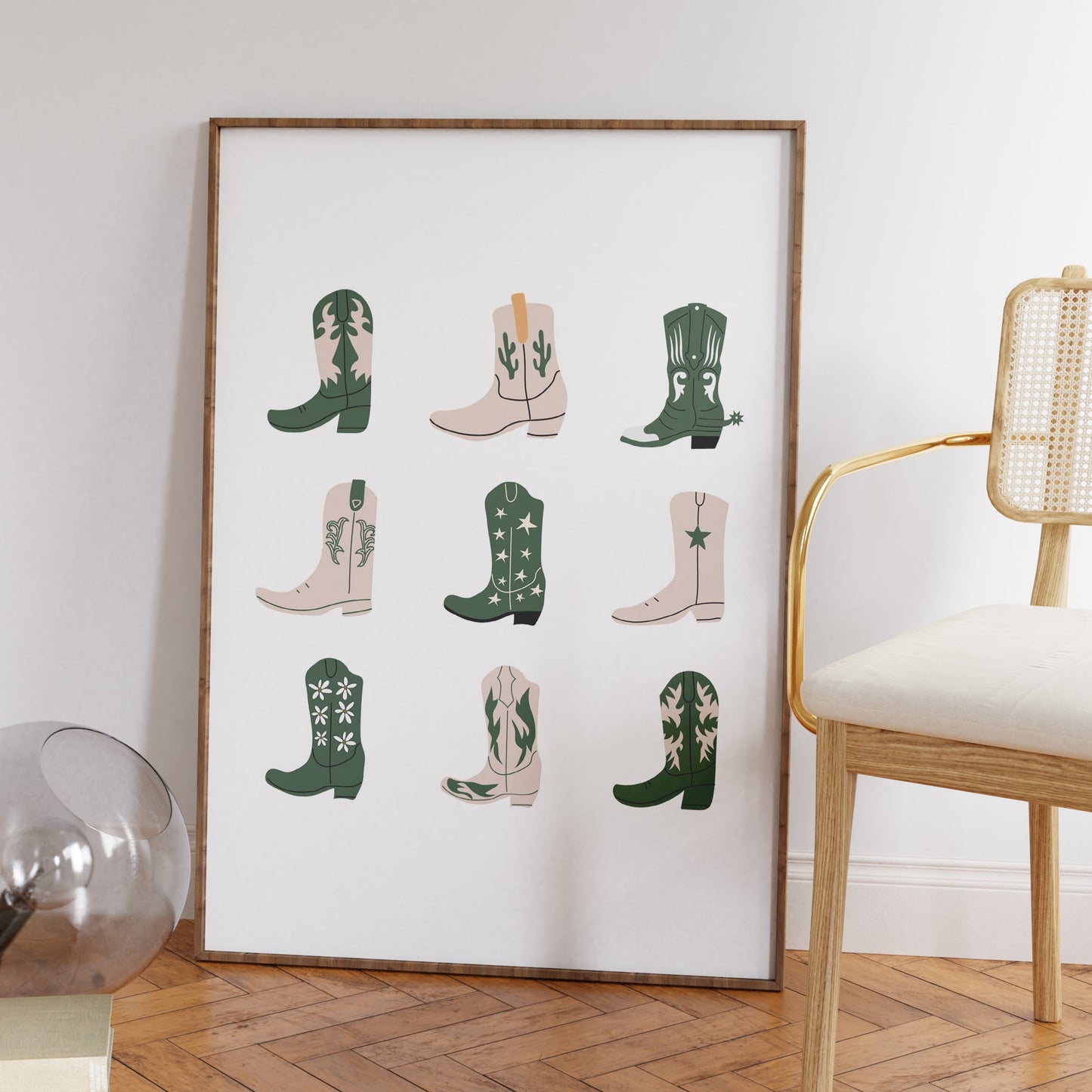 Western Boots Set Green Poster