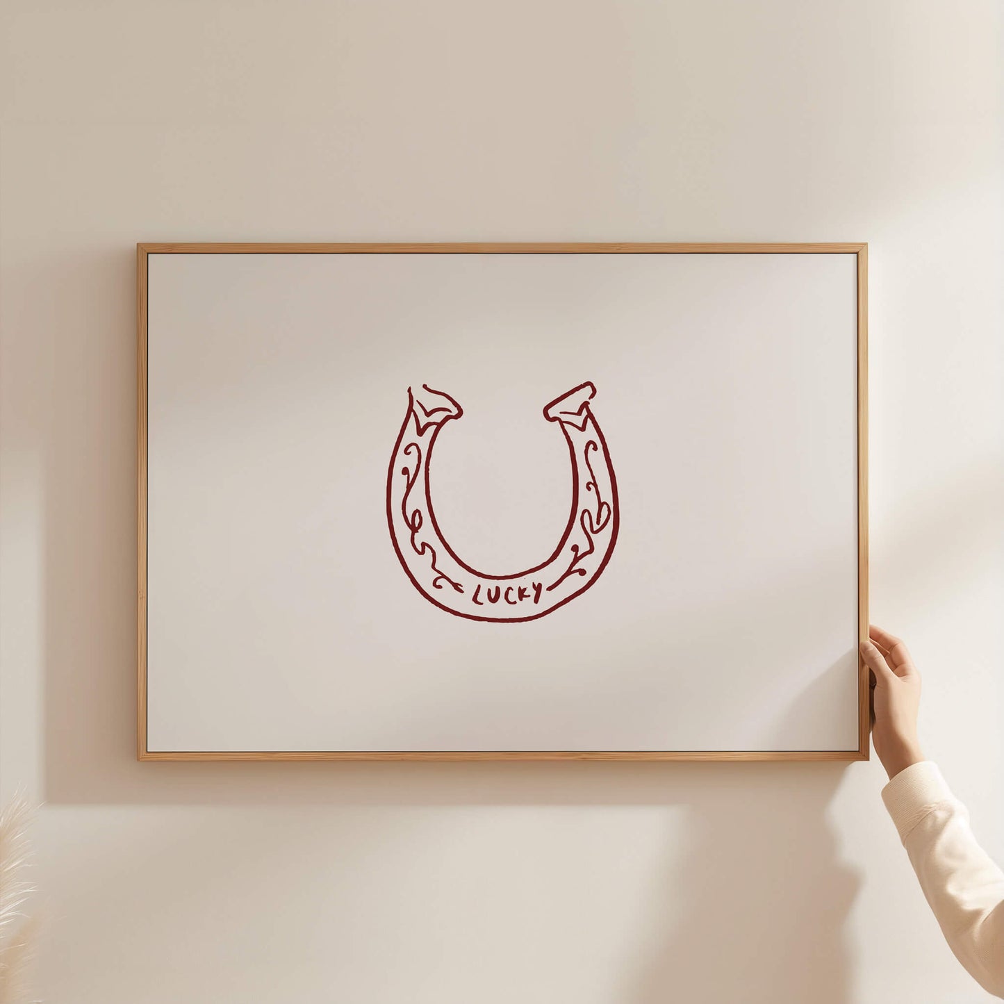 Lucky Horseshoe Burgundy Horizontal Poster