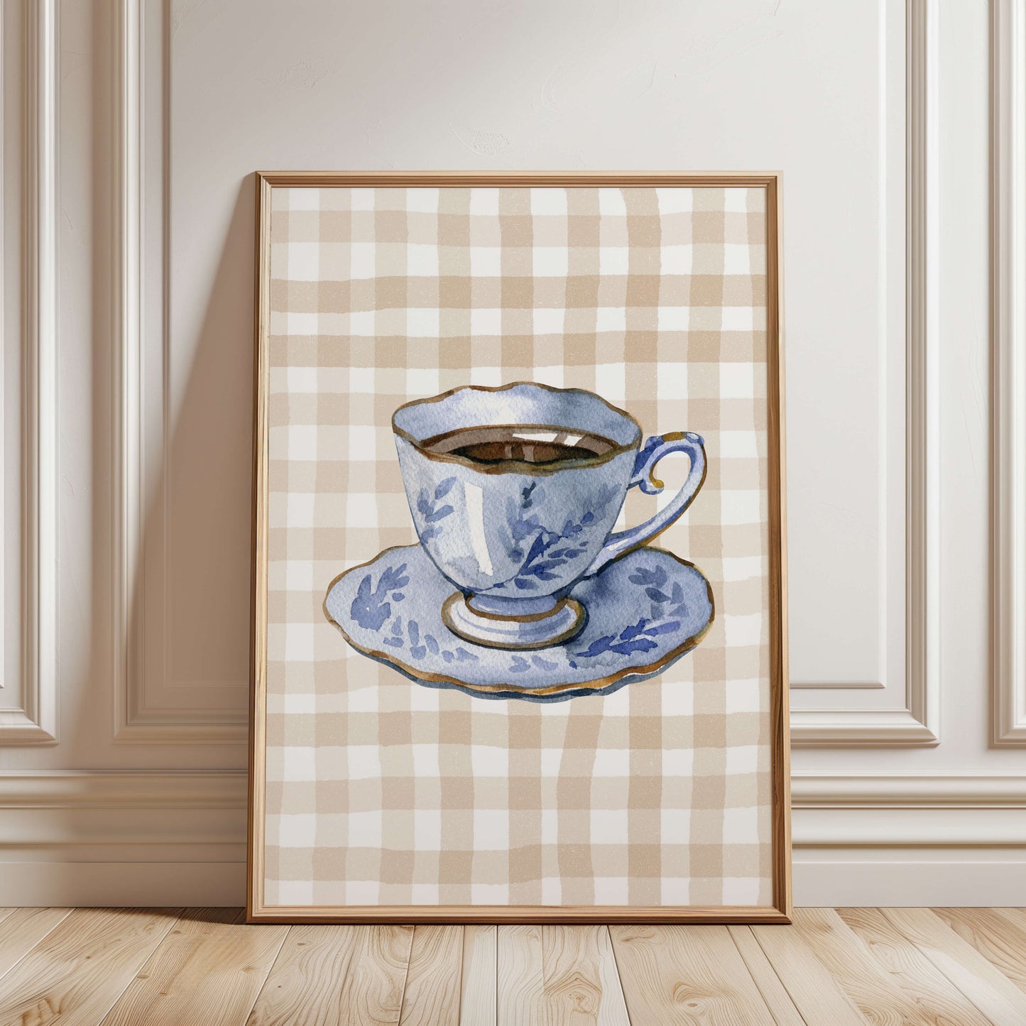 Gingham Vintage Blue Mug Poster