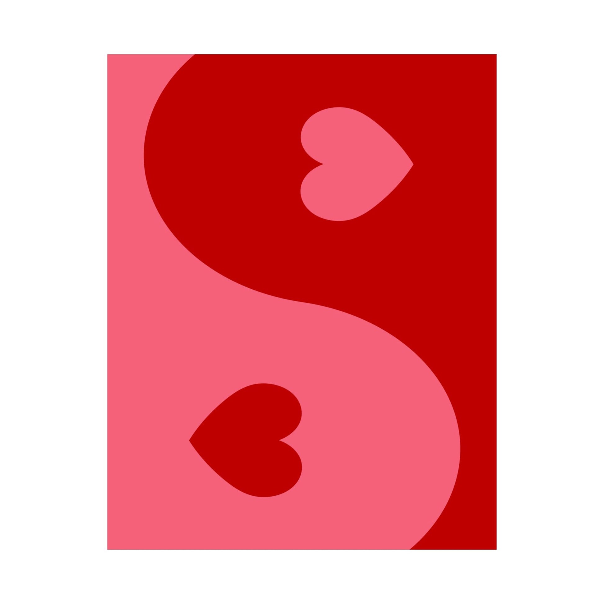 Yin Yang Heart Hot Pink Poster