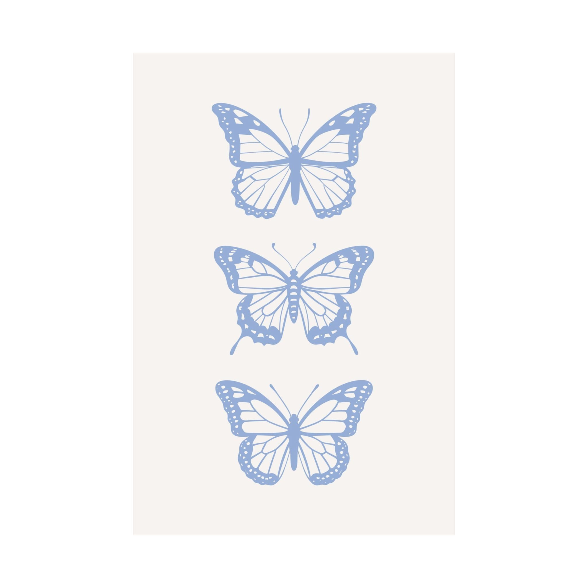 Butterflies Light Blue Poster