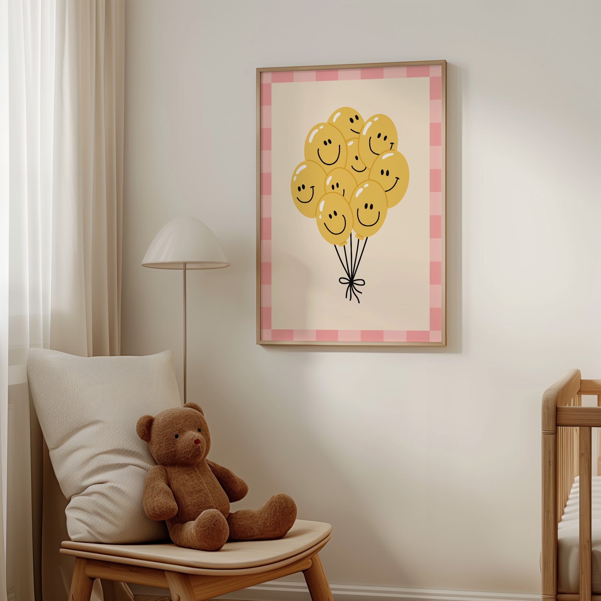 Happy Balloon Checkered Poster