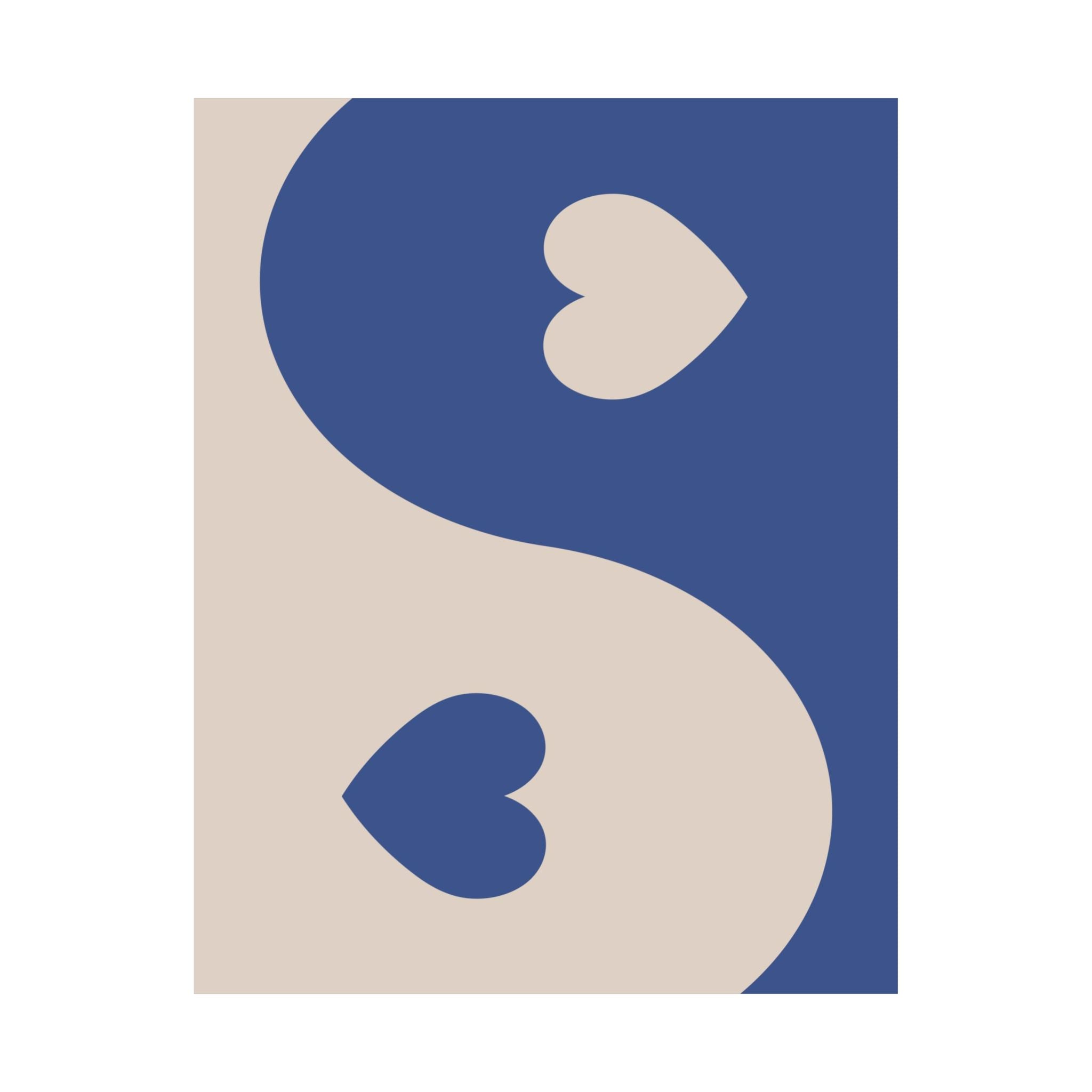Yin Yang Heart Blue Poster