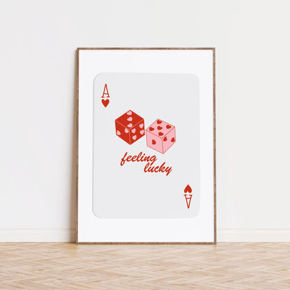 Luck Dice Playing Cards Red Poster
