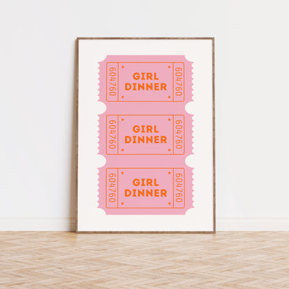 Girl Dinner Ticket Pink Poster