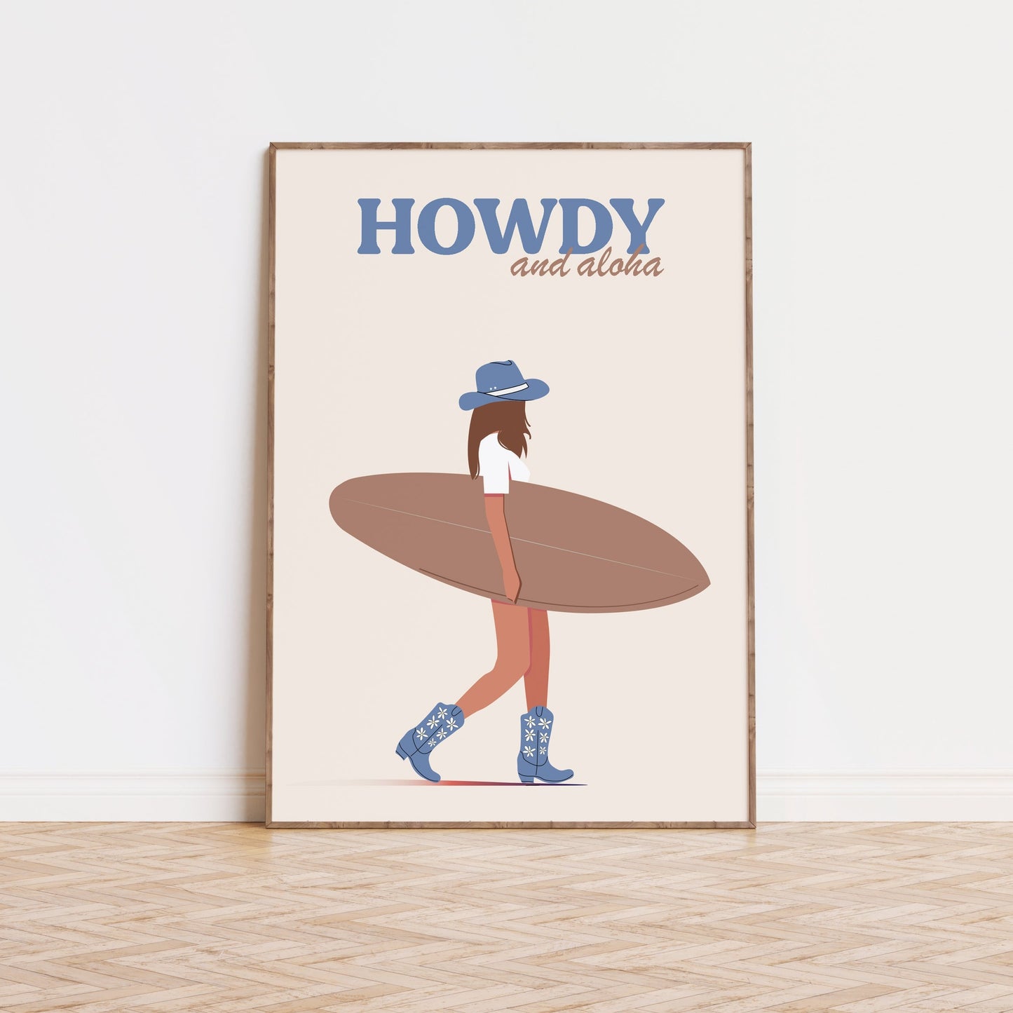 Howdy and Aloha Blue Poster