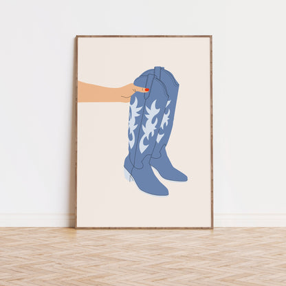 Western Blue Boots Poster