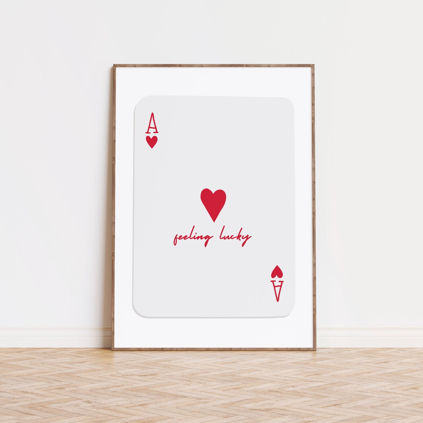 Feeling Lucky Playing Cards Red Poster