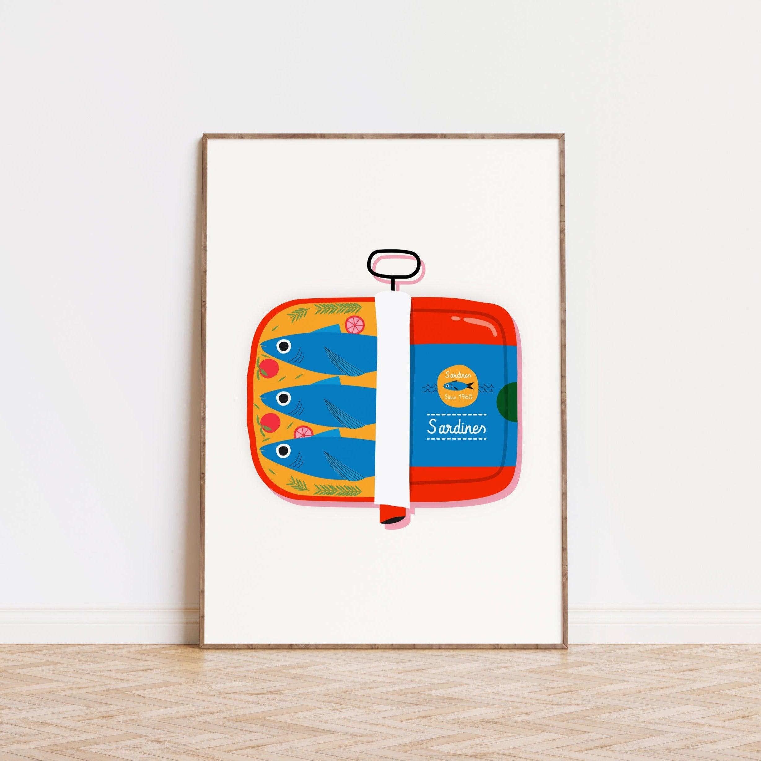 Sardines Red & Blue Poster