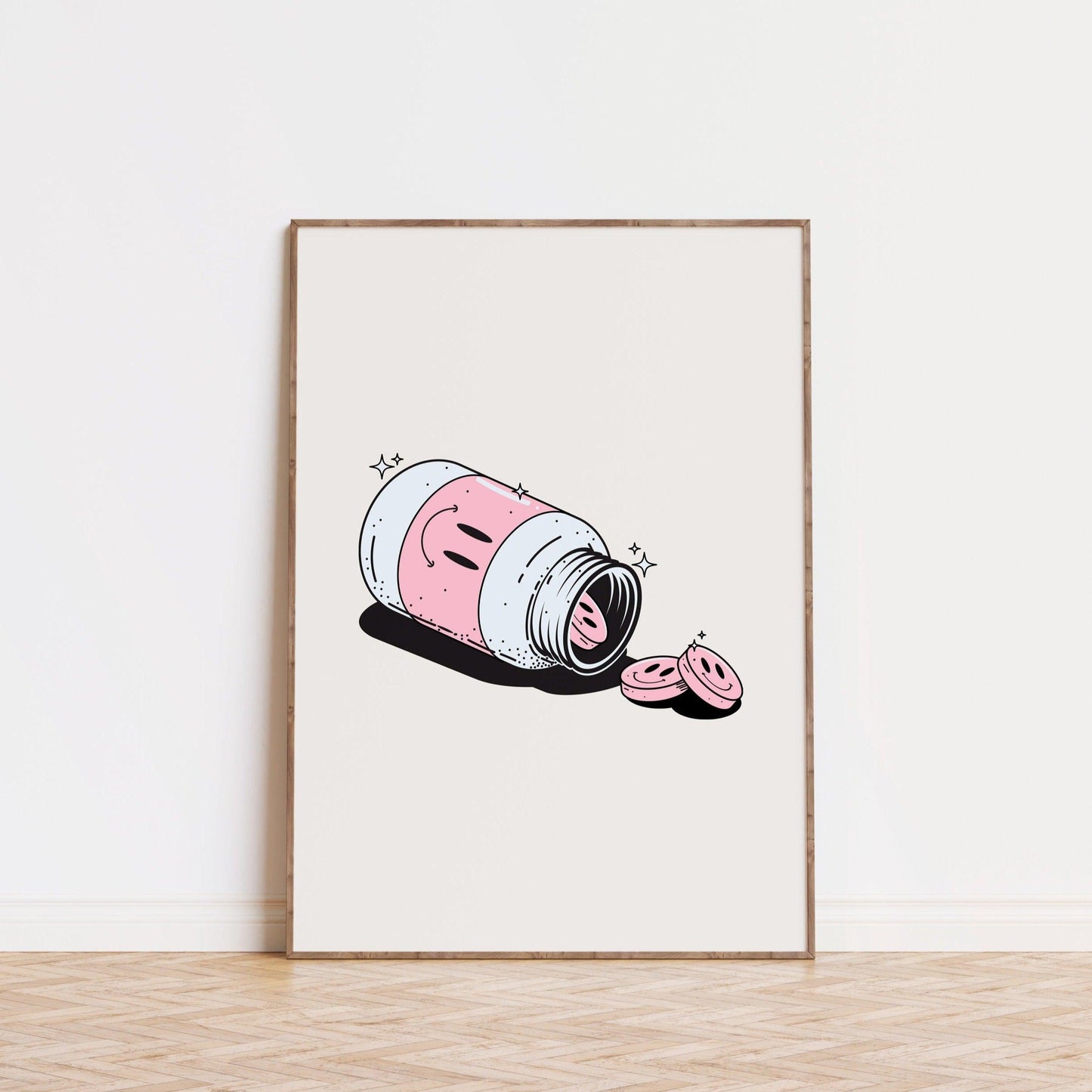 Pink Happy Pills Bottle Poster