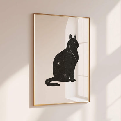 Starry Black Cat Poster