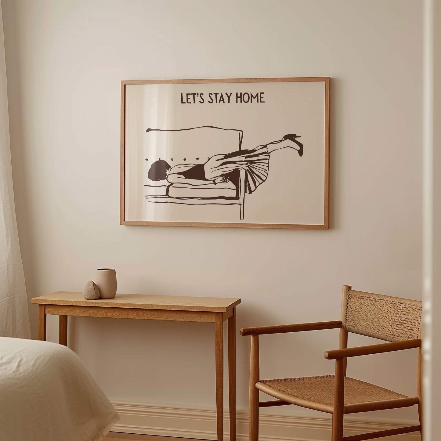 Let's Stay Home Above The Bed Brown Poster