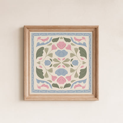 Pastel Floral Quilt Square Poster