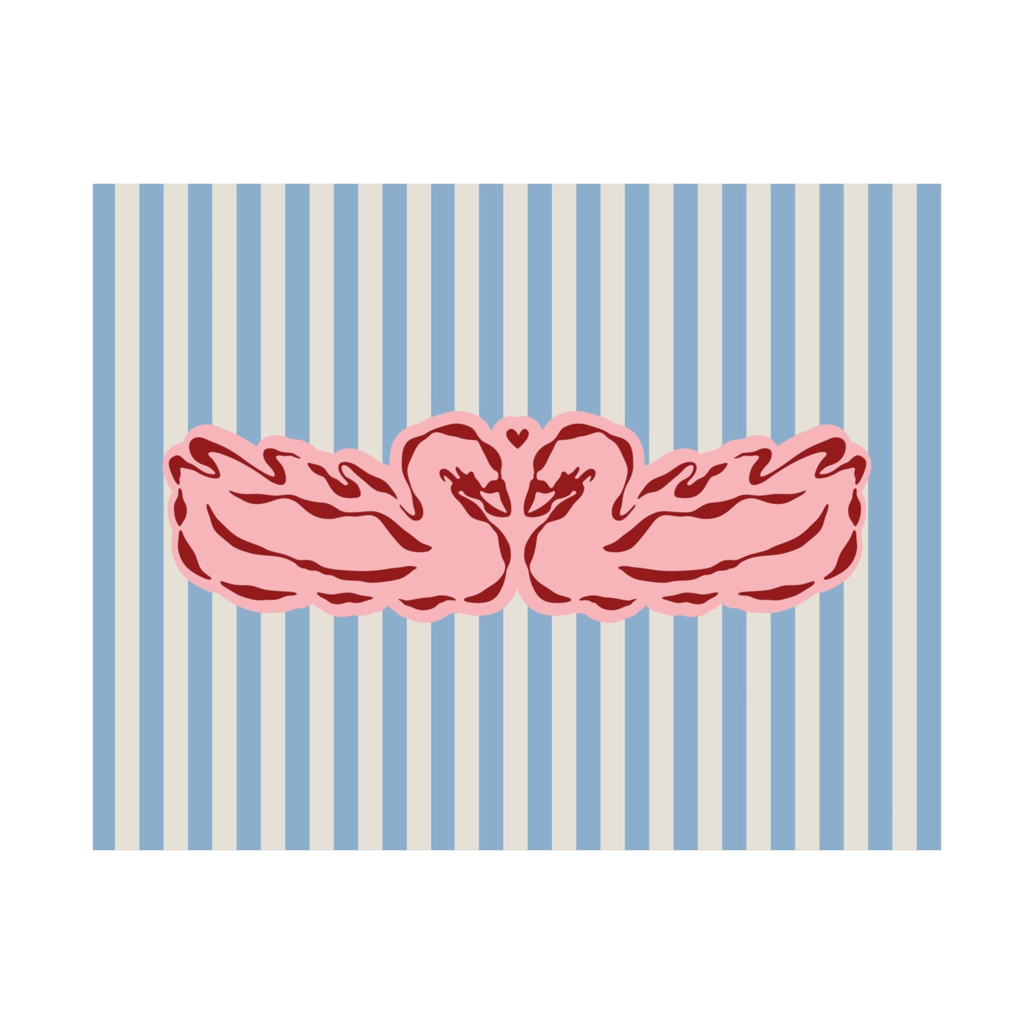 Swan Romantic Striped Poster