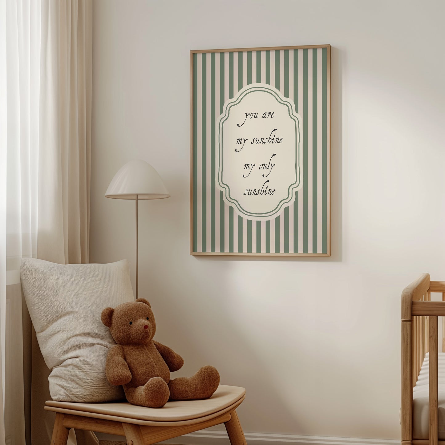 You Are My Sunshine Sage Striped Poster