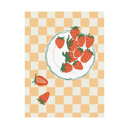 Strawberries Checkered Poster