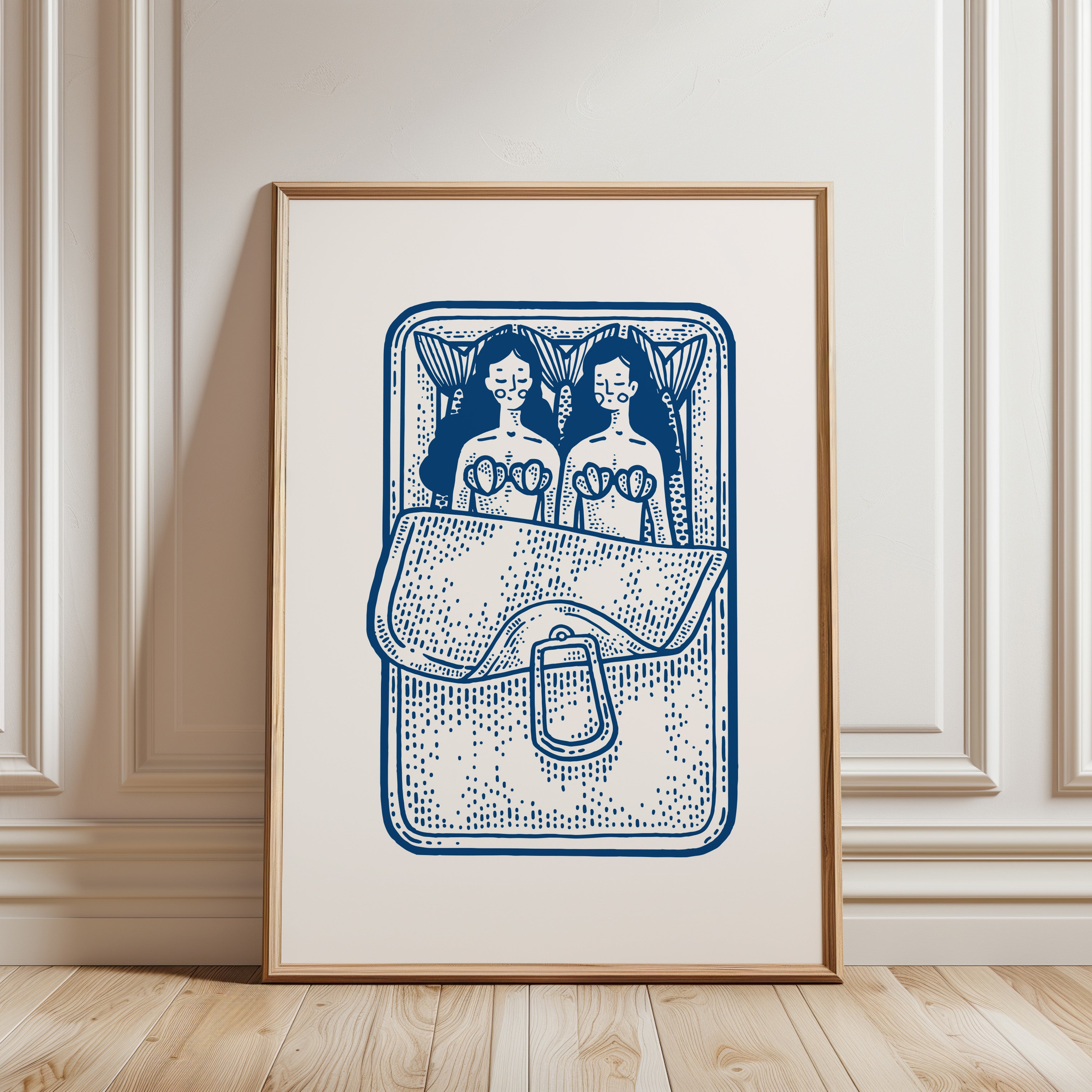 Mermaid Sardines Blue Poster