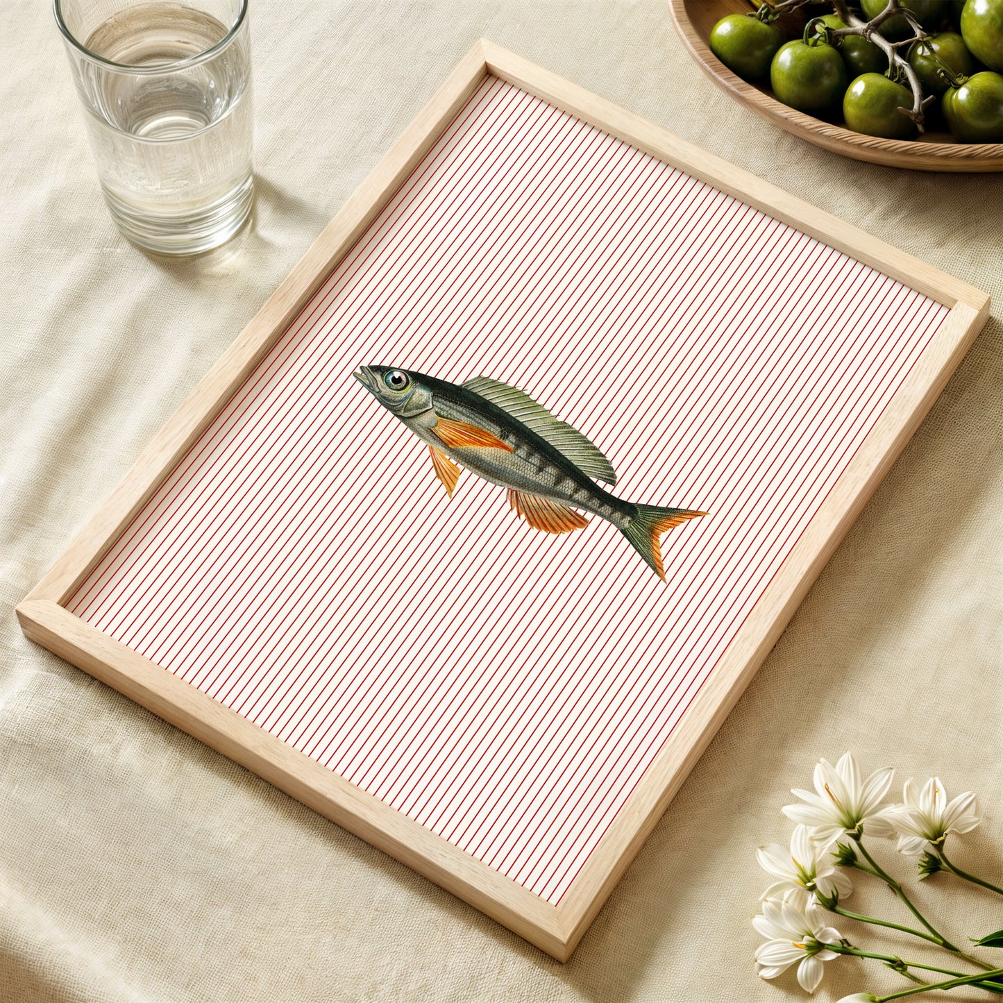 Fish Illustration Striped Poster