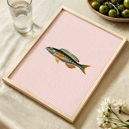 Fish Illustration Striped Poster