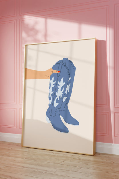 Western Blue Boots Poster