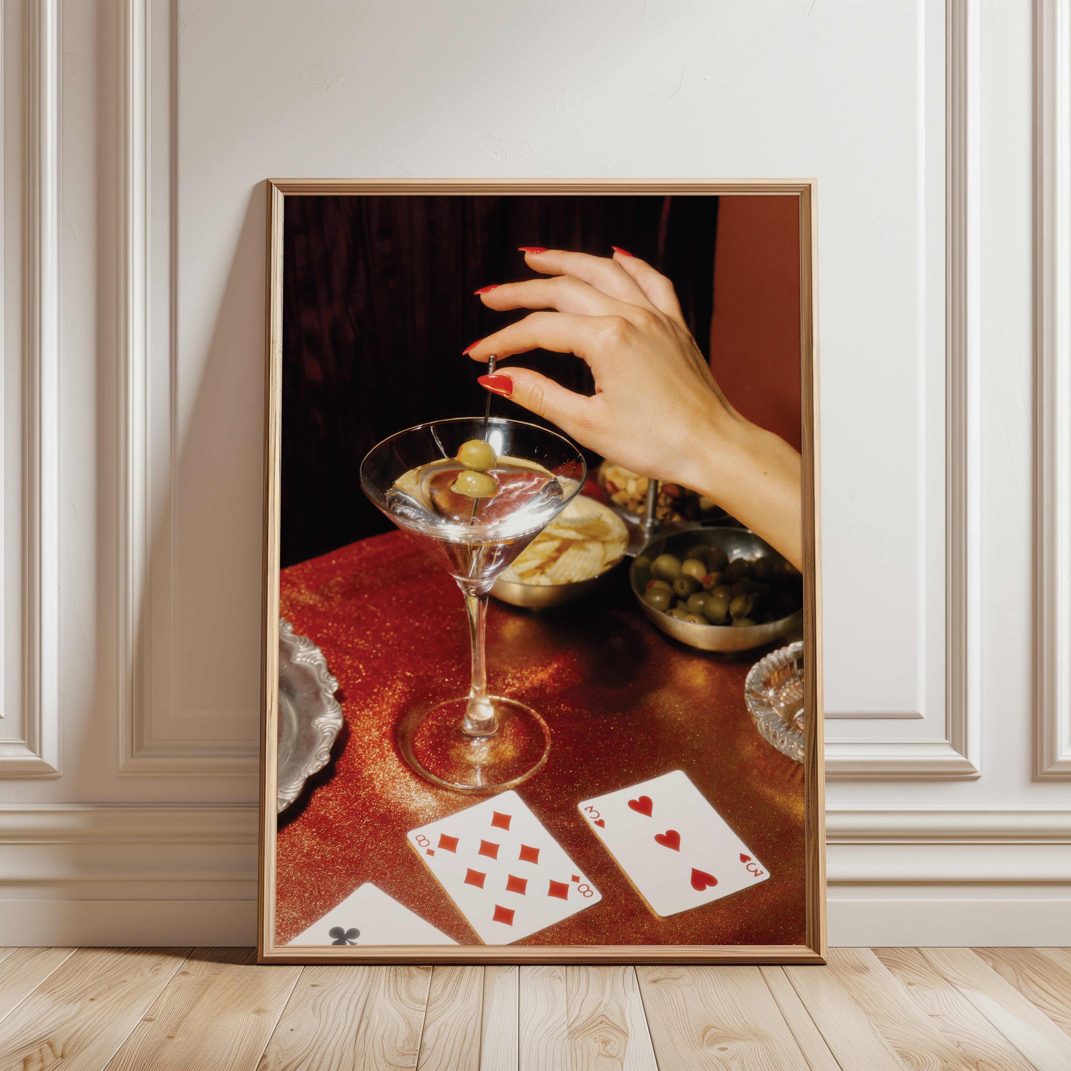 Martini Playing Card Retro Photo Poster