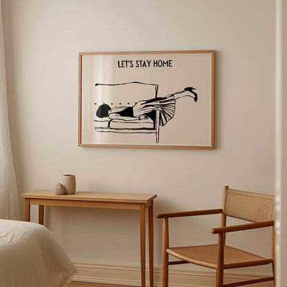 Let's Stay Home Black Landscape Poster