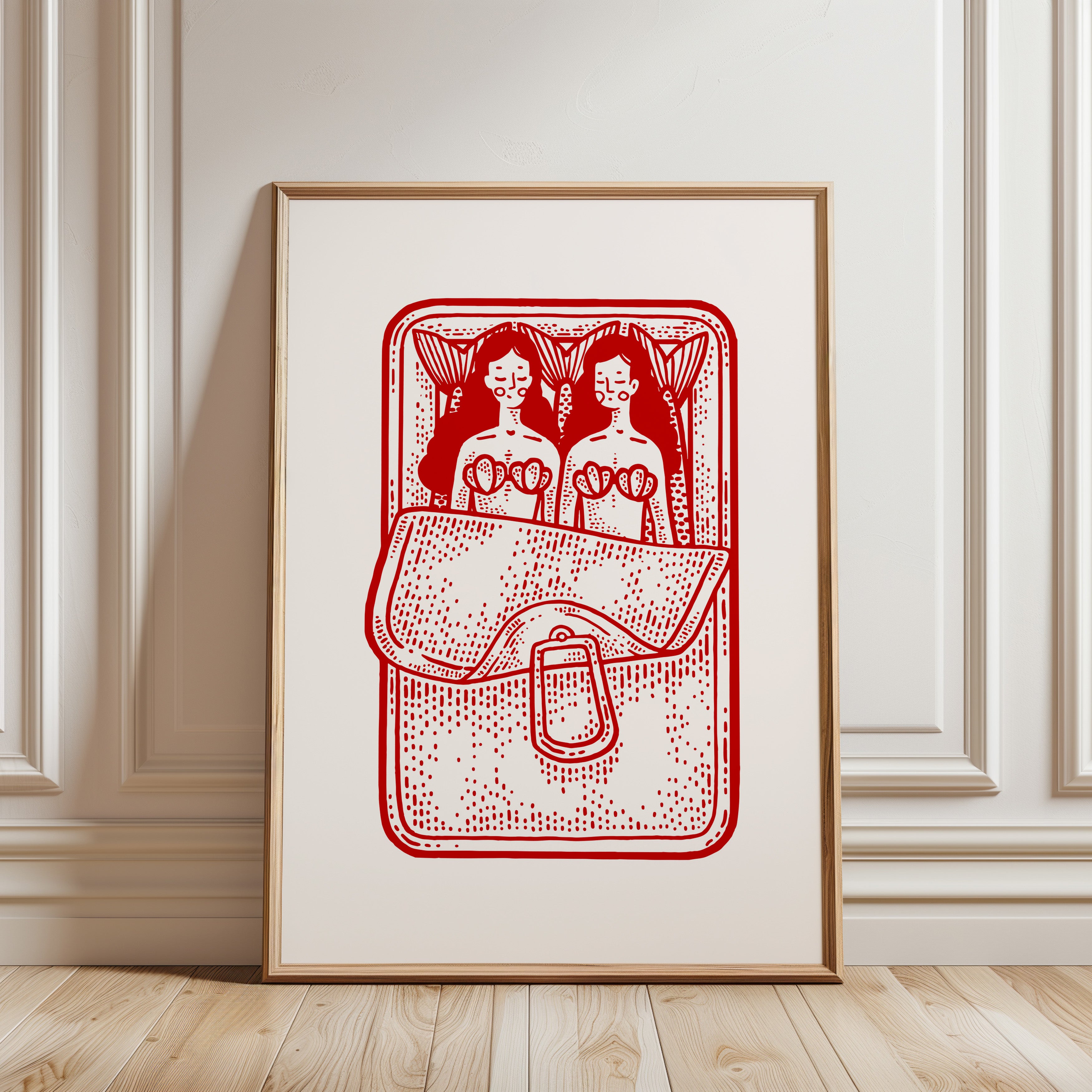 Mermaid Red Sardines Poster