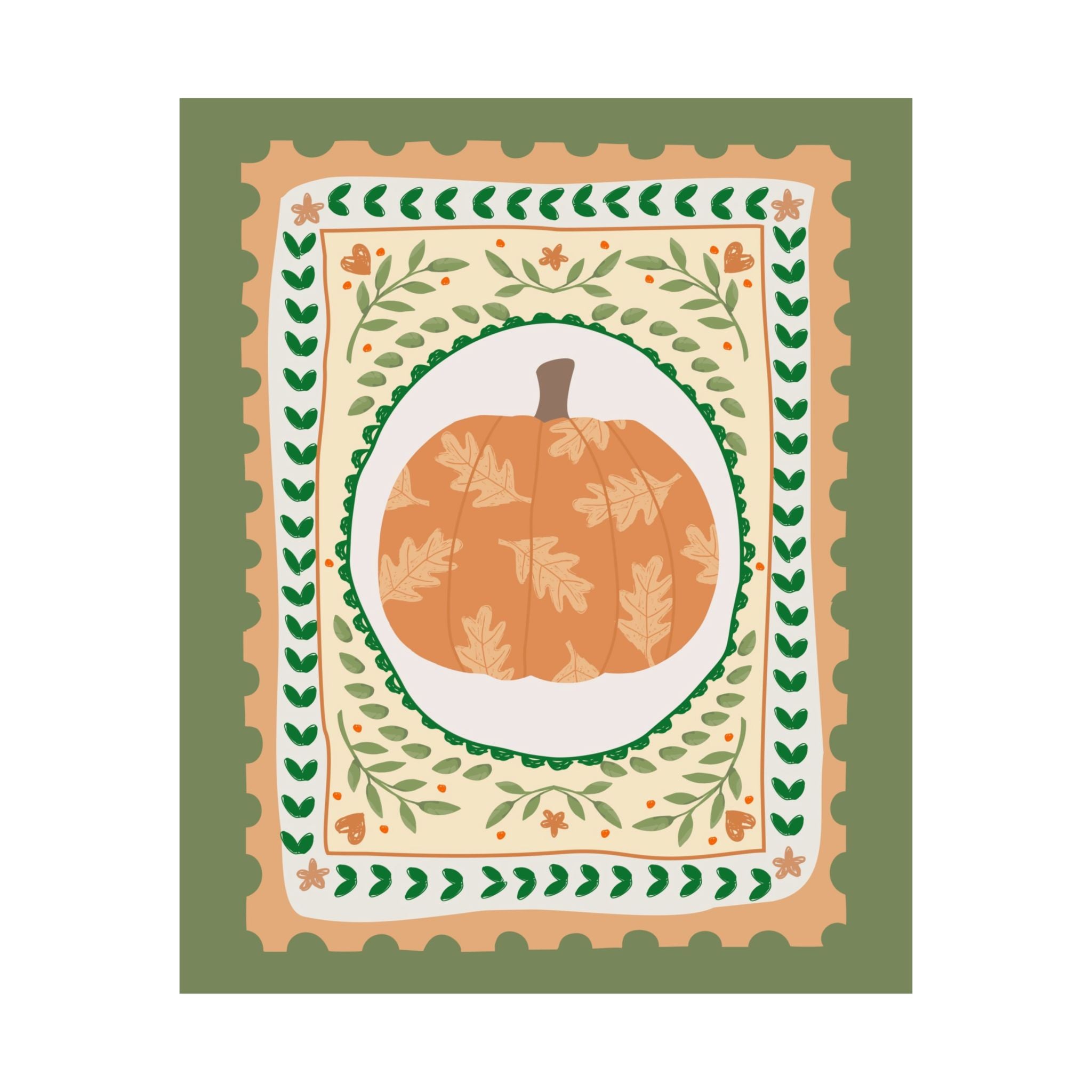 Pumpkin Stamp Cottagecore Poster