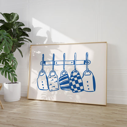 Kitchen Mugs Blue Horizontal Poster