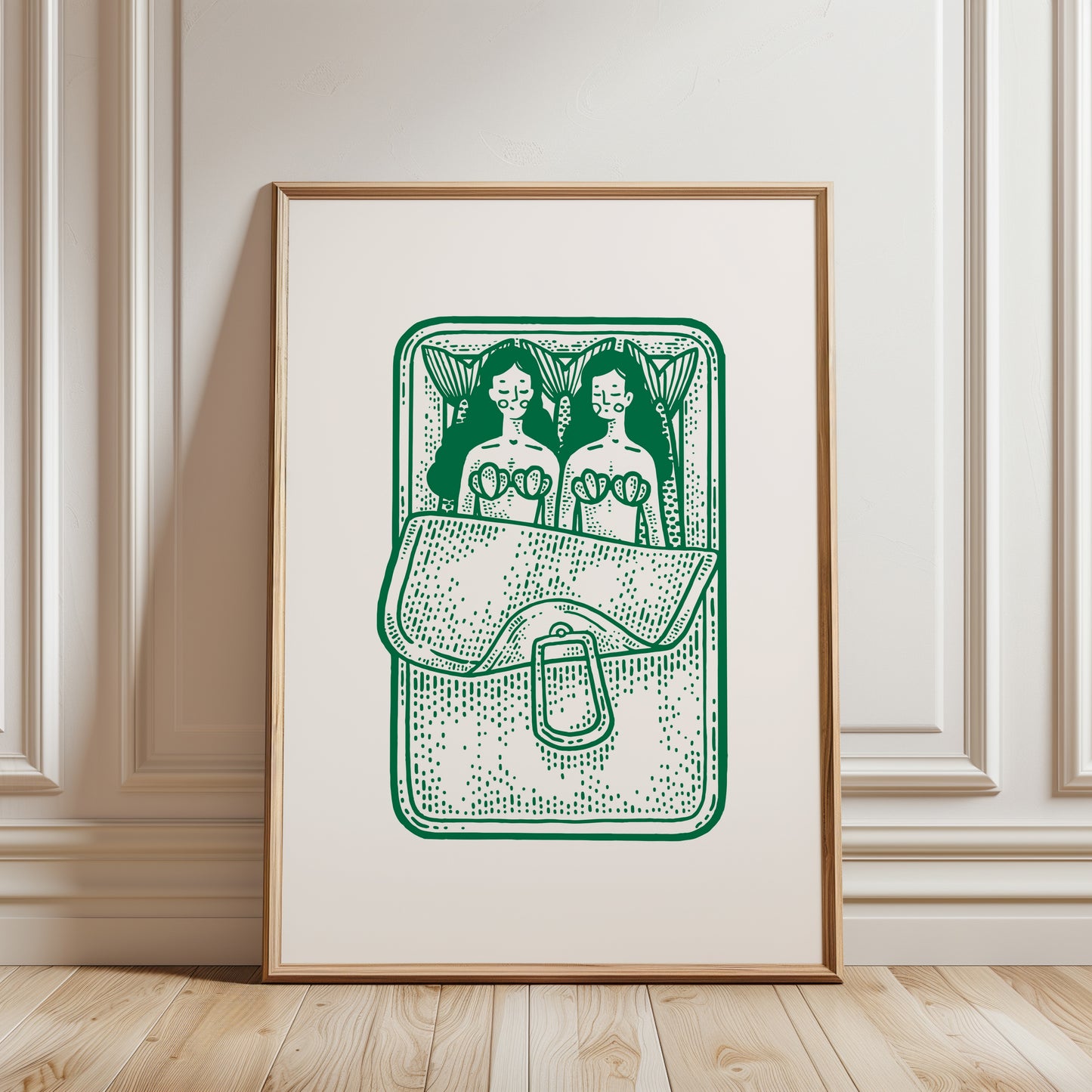 Mermaid Sardines Green Poster