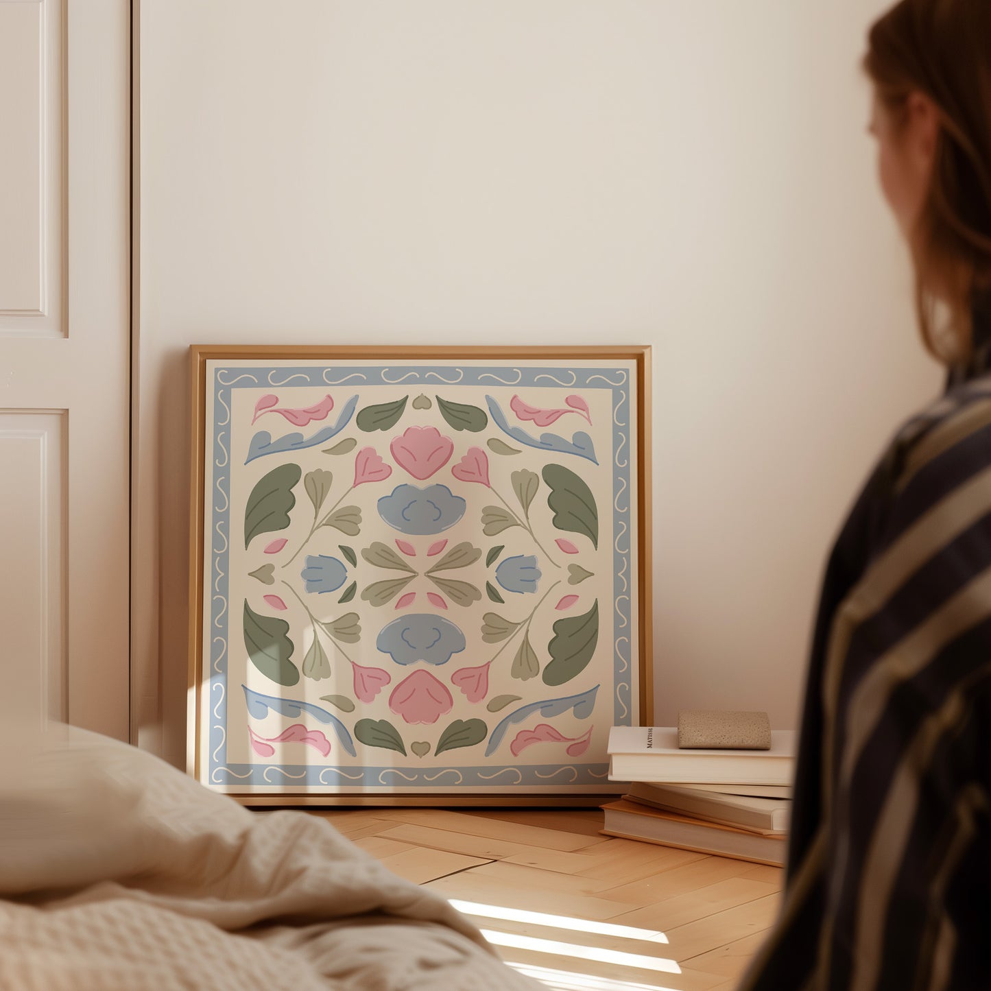 Pastel Floral Quilt Square Poster