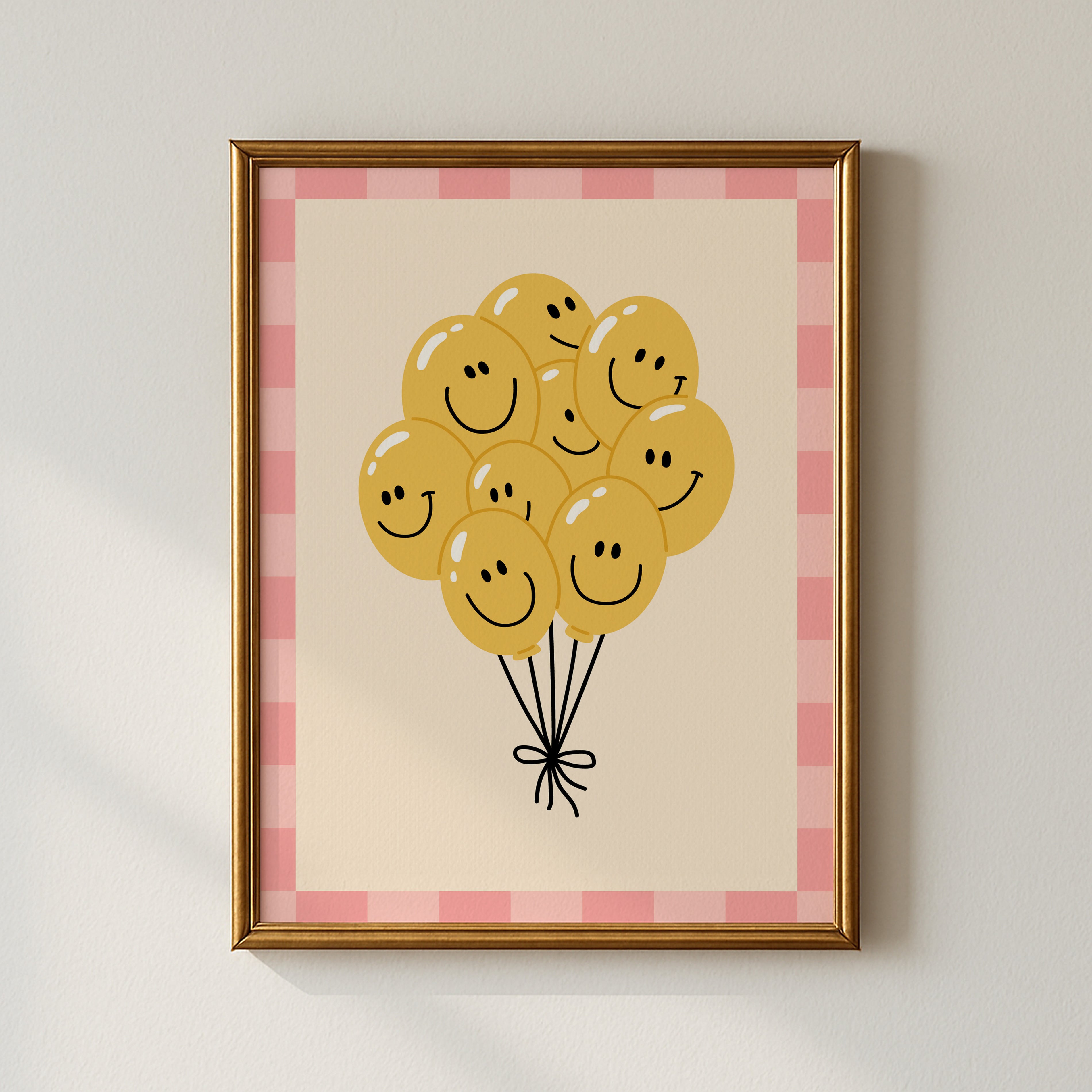 Happy Balloon Checkered Poster