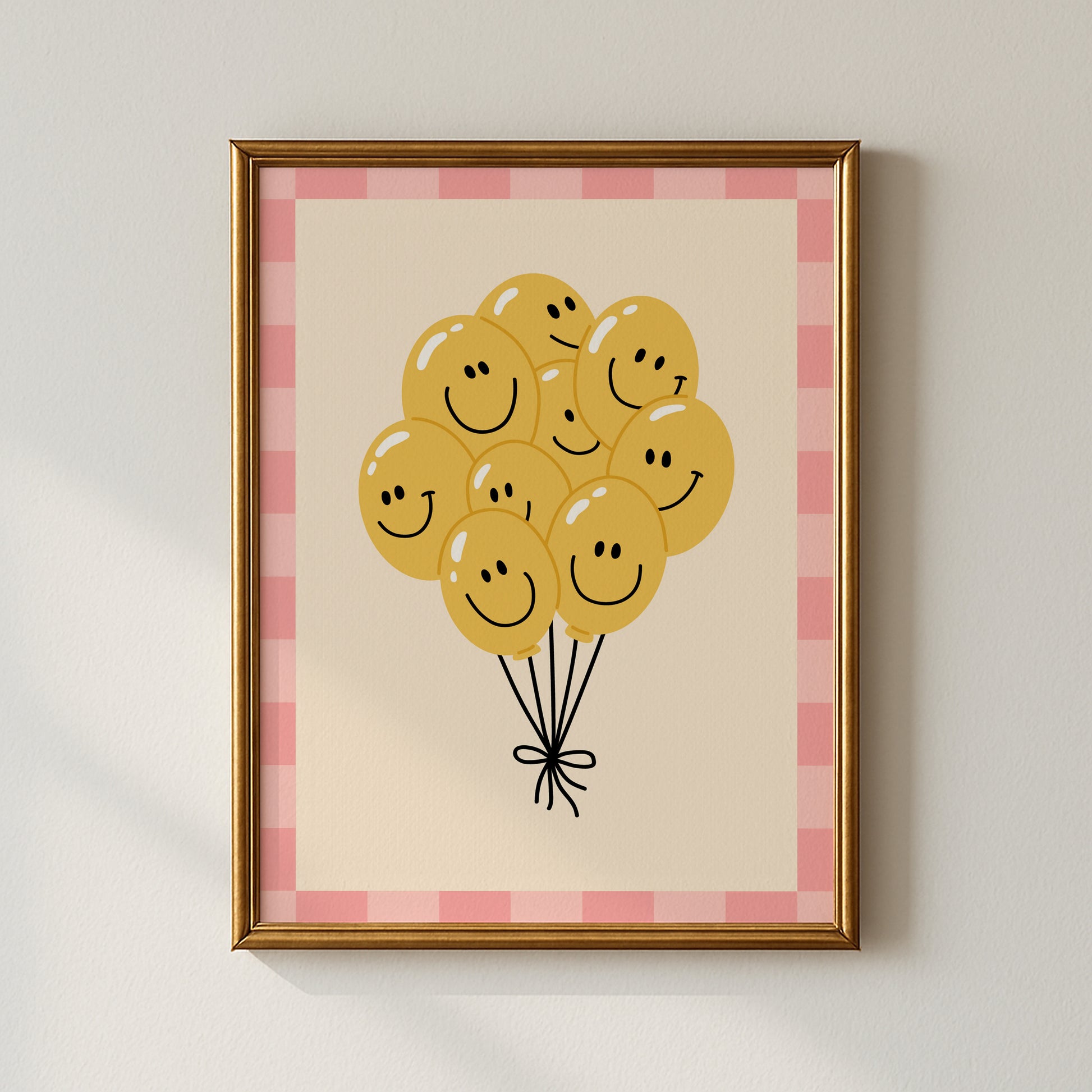 Happy Balloon Checkered Poster