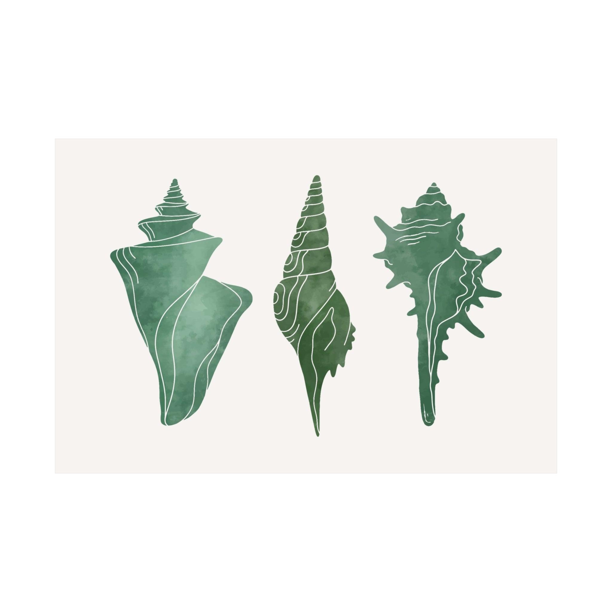 Green Seashells Poster