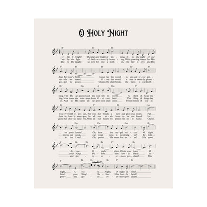 O Holy Night Carol Music Sheet Poster