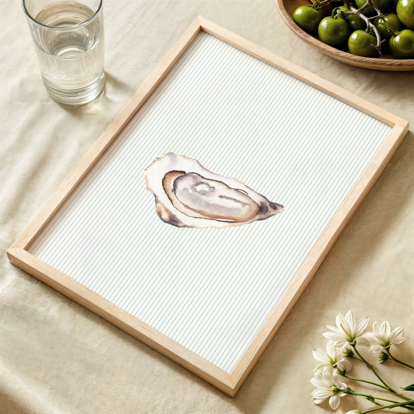 Single Oyster Striped Poster