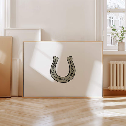 Lucky Horseshoe Olive Horizontal Poster