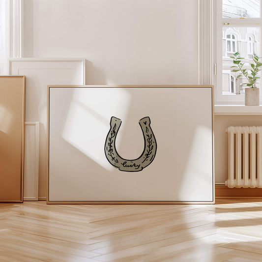 Lucky Horseshoe Olive Horizontal Poster