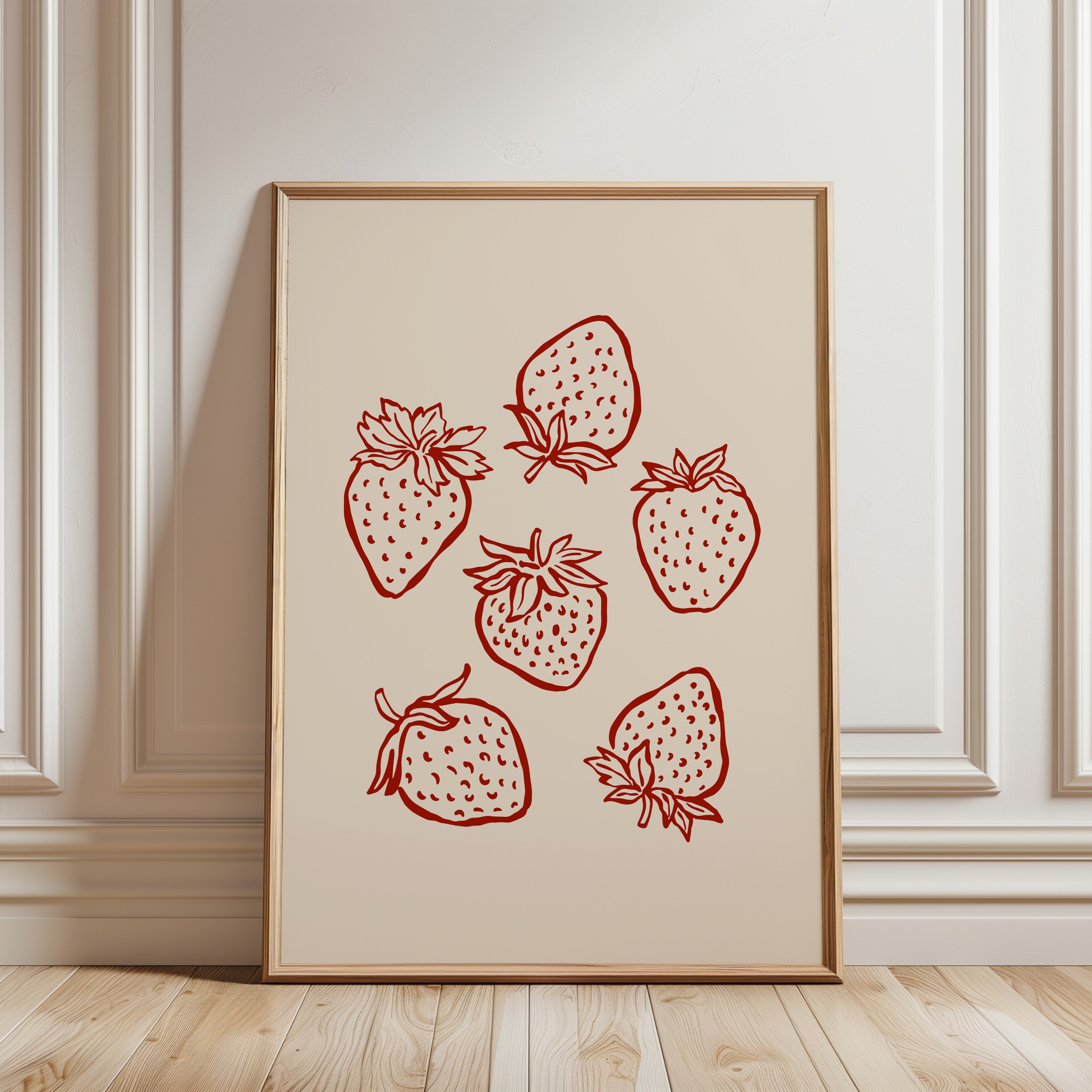 Minimalist Strawberries Kitchen Poster