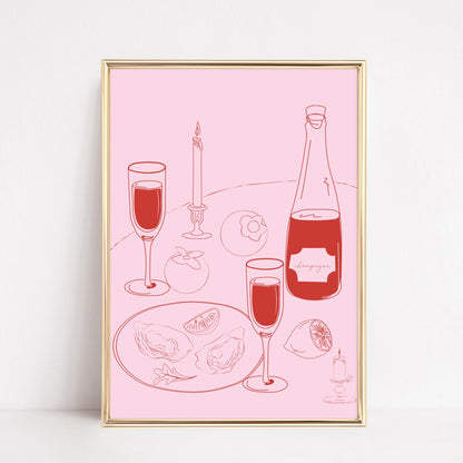 Cocktail Pink & Red Poster