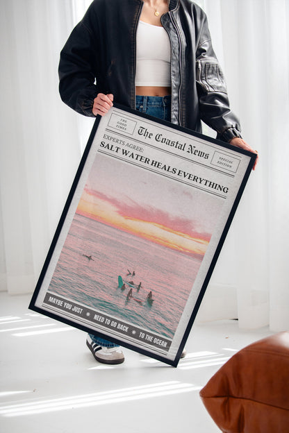 Grainy Salt Water Heals Everything Newspaper Poster
