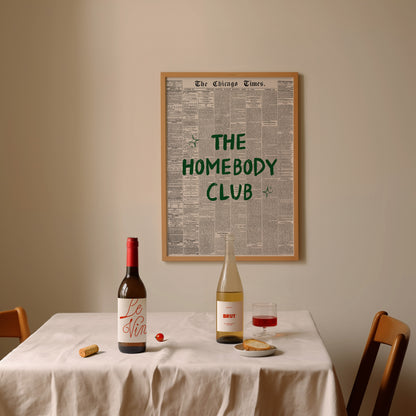 Retro Newspaper The Homebody Club Green Poster