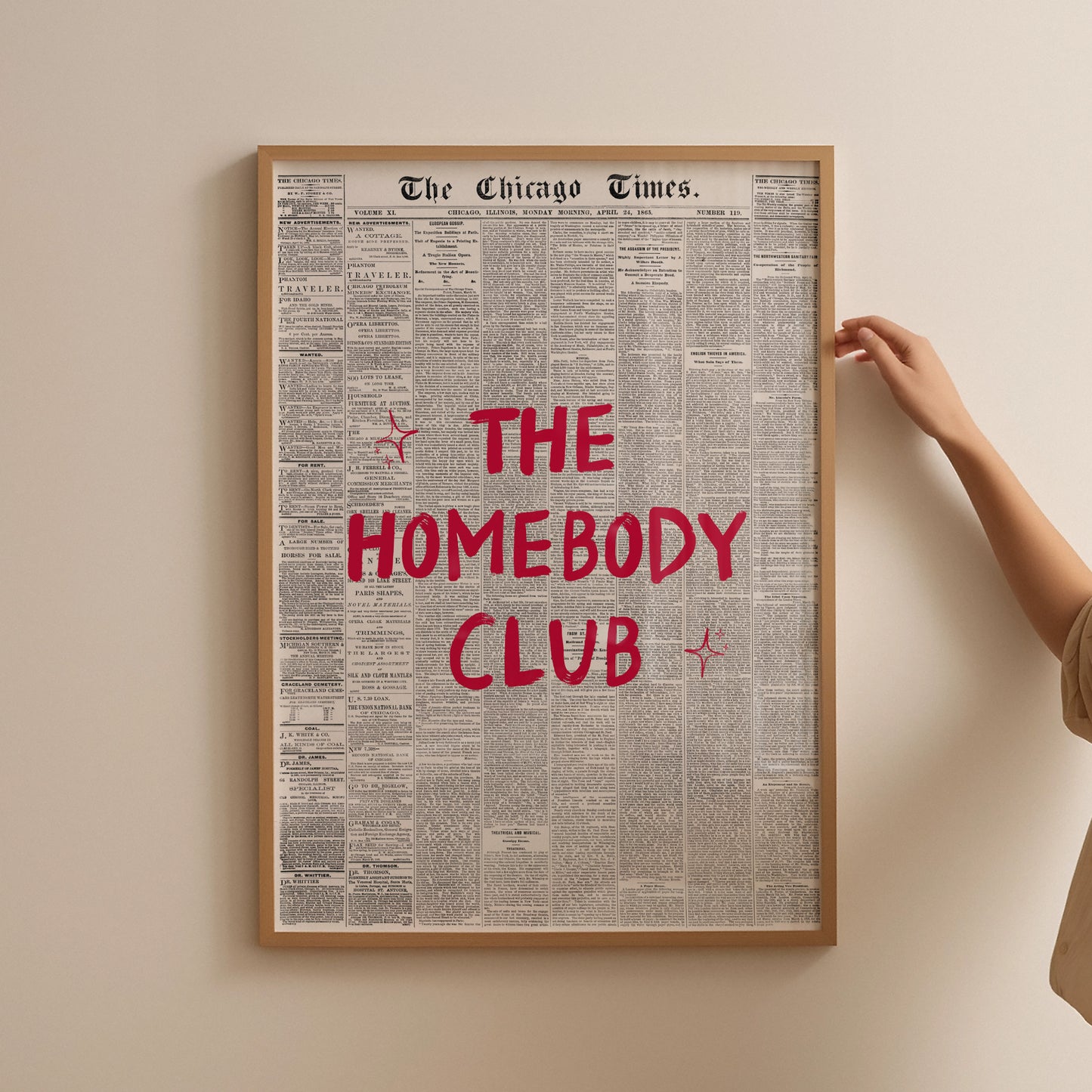 Retro Newspaper The Homebody Club Red Poster