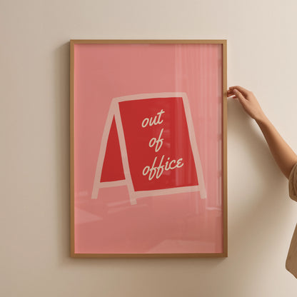 Out Of Office Red Poster