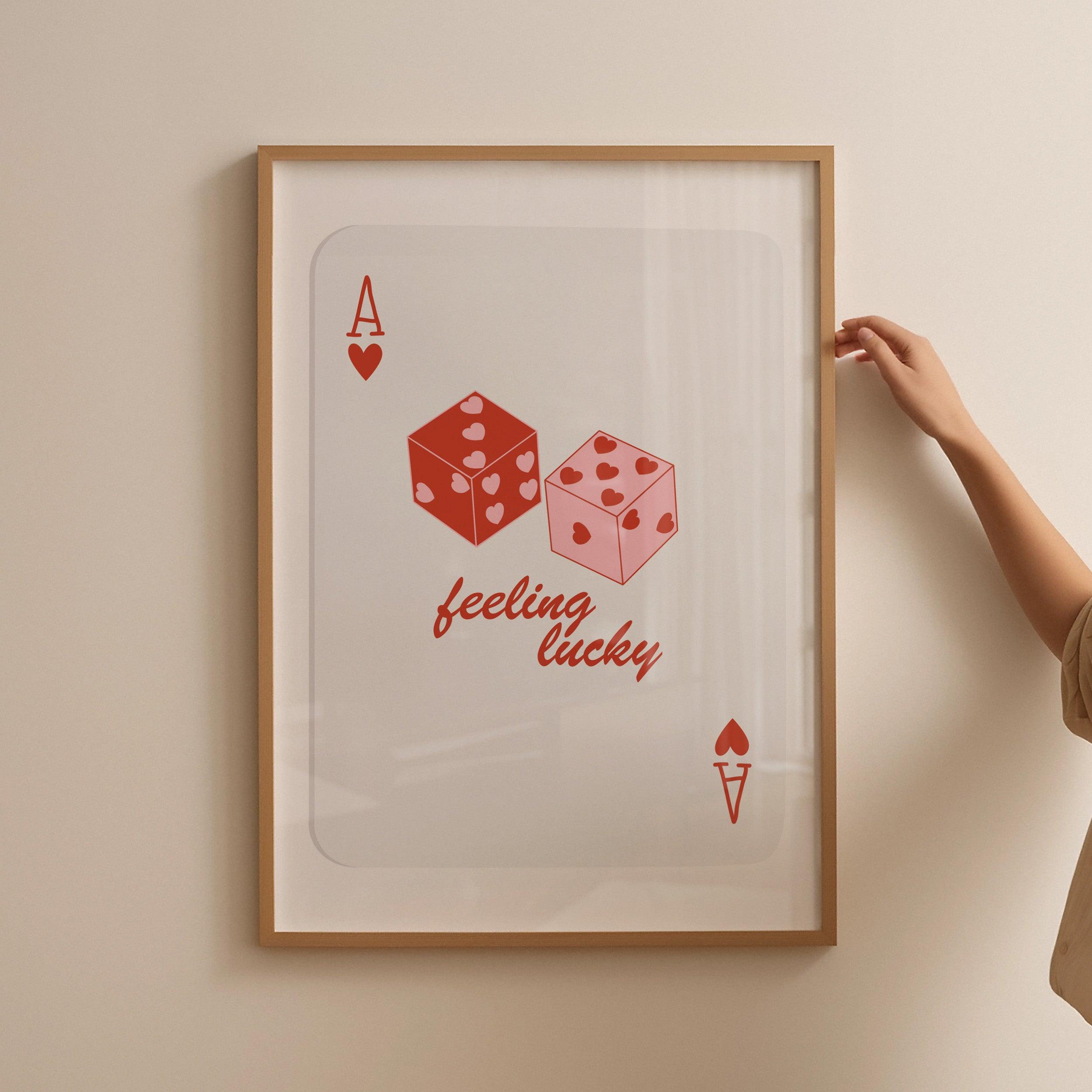 Luck Dice Playing Cards Red Poster