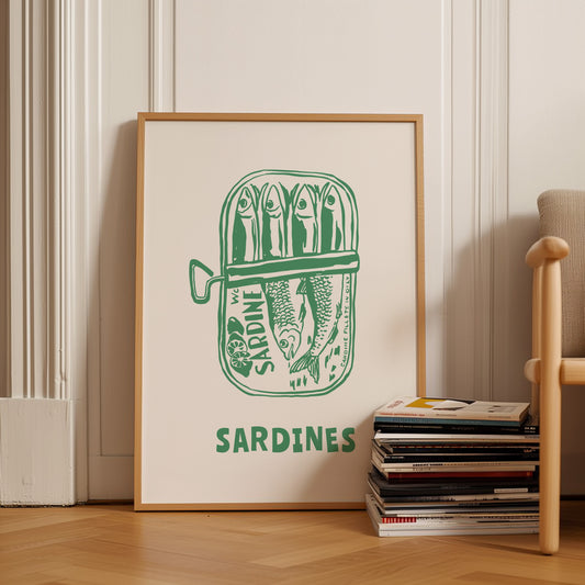 Sardines Tin Green Poster