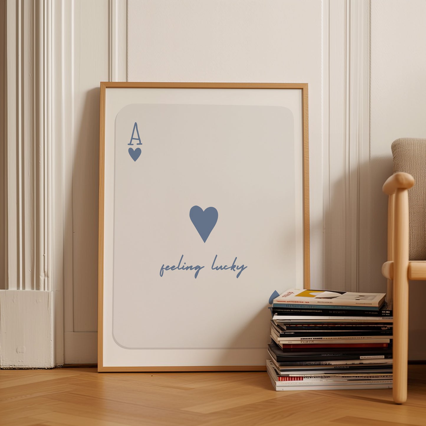 Feeling Lucky Playing Cards Blue Poster
