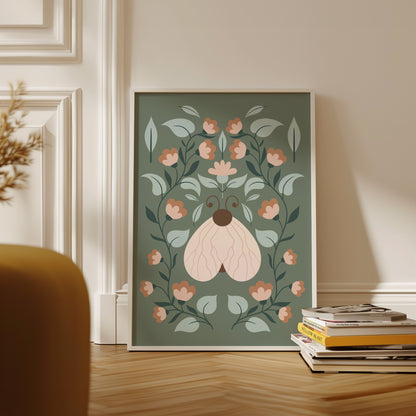 Moth and Flowers No. 3 Poster
