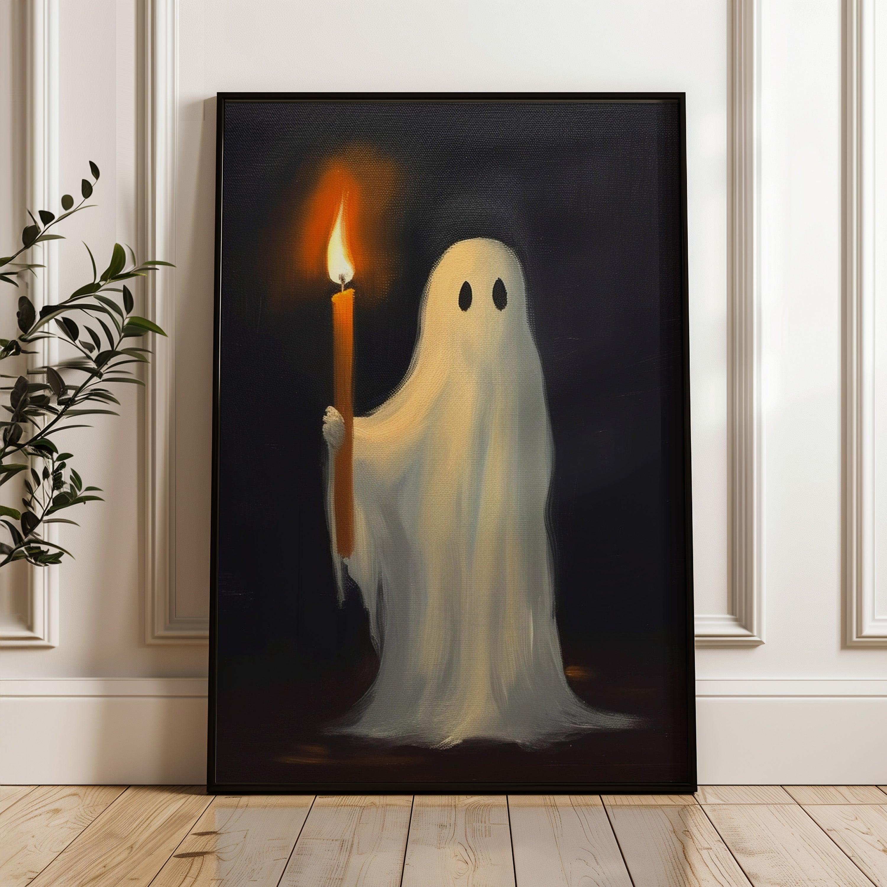 Ghost Holding Candle Halloween Poster