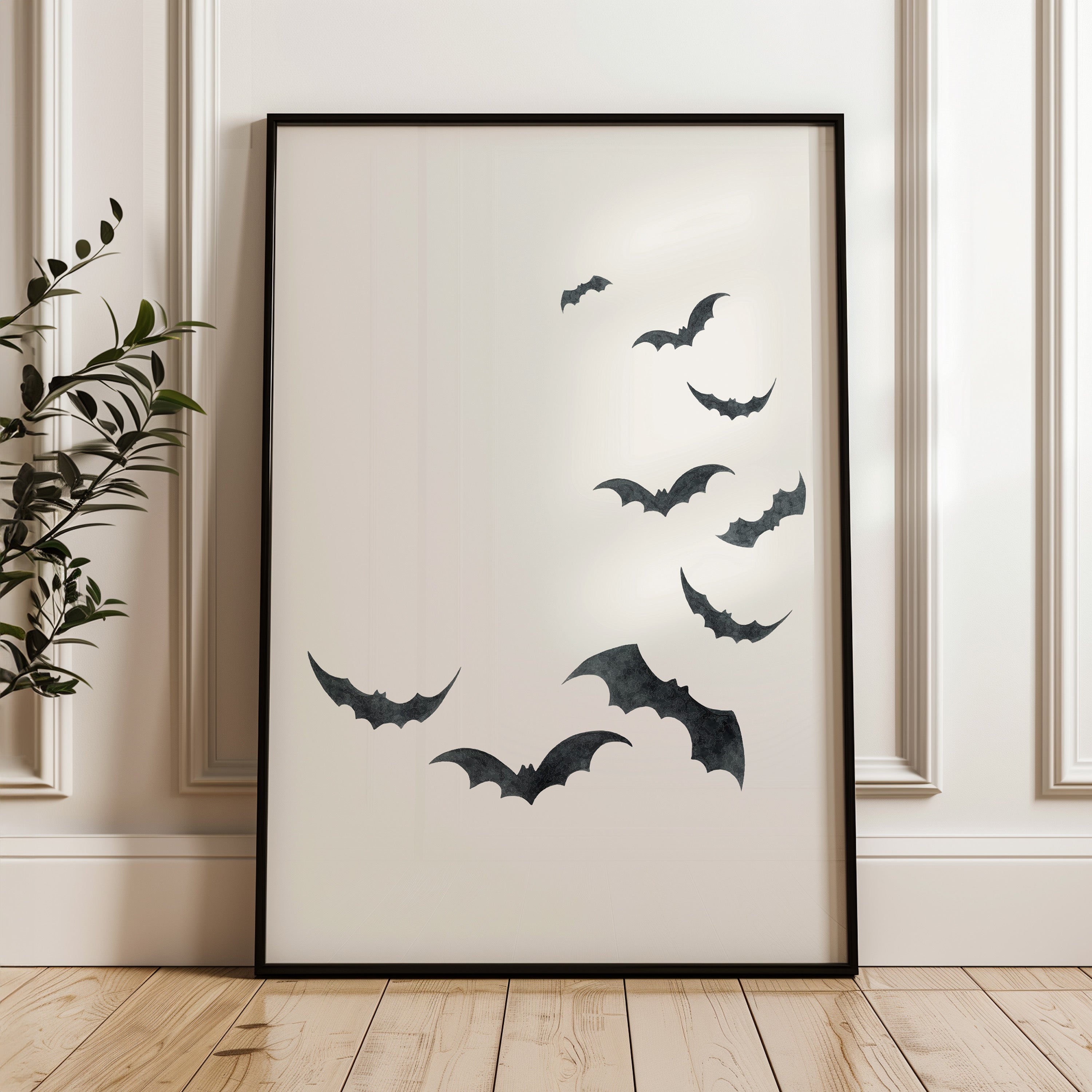 Watercolor Bats Halloween Poster